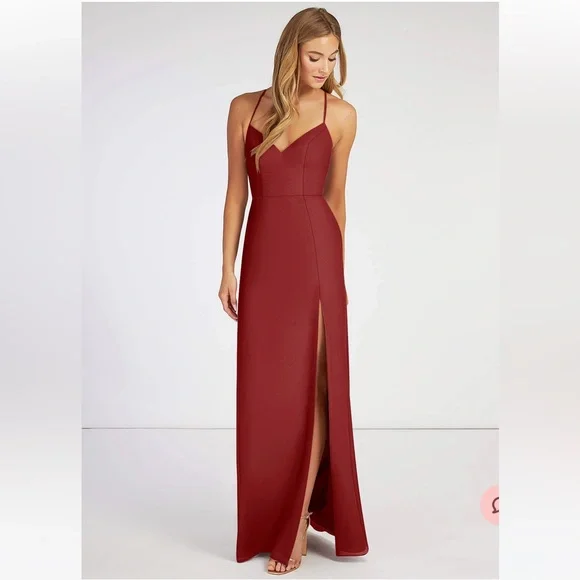 bridesmaid dresses manila Halter V Neck Matcha Green Long Bridesmaid Dress – Ohmollydress main image 1